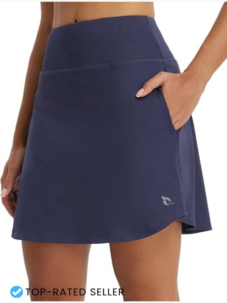 Women's 18" Knee-Length Tennis Skort With Liner High Waisted Athletic Golf